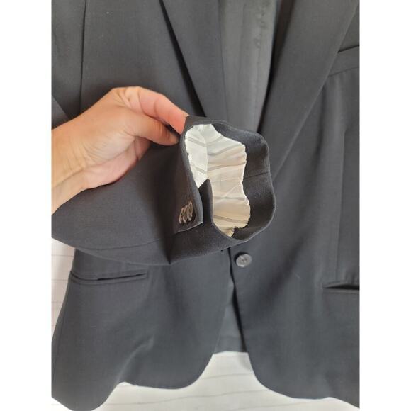 THEORY SINGLE BUTTON WOOL BLEND BLACK BLAZER, SZ 12 - Picture 5 of 12